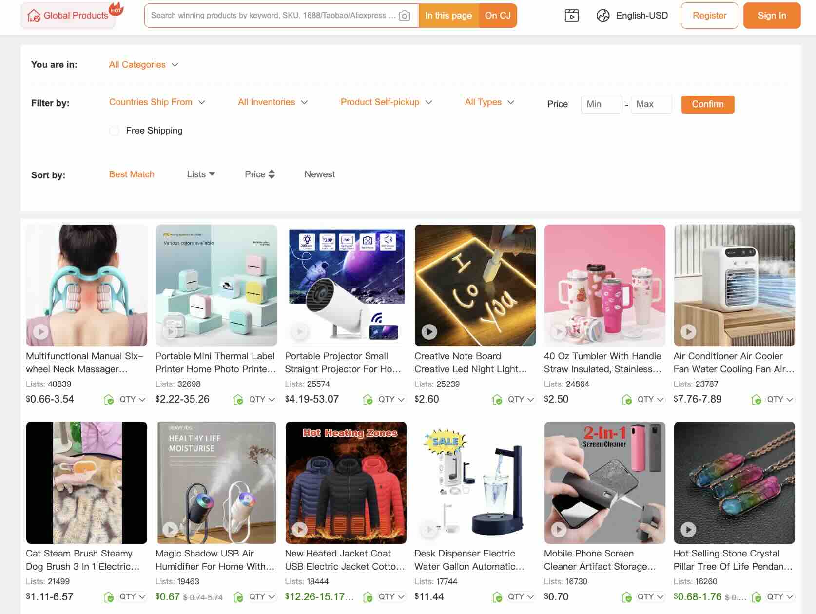 cjdropshiping categories